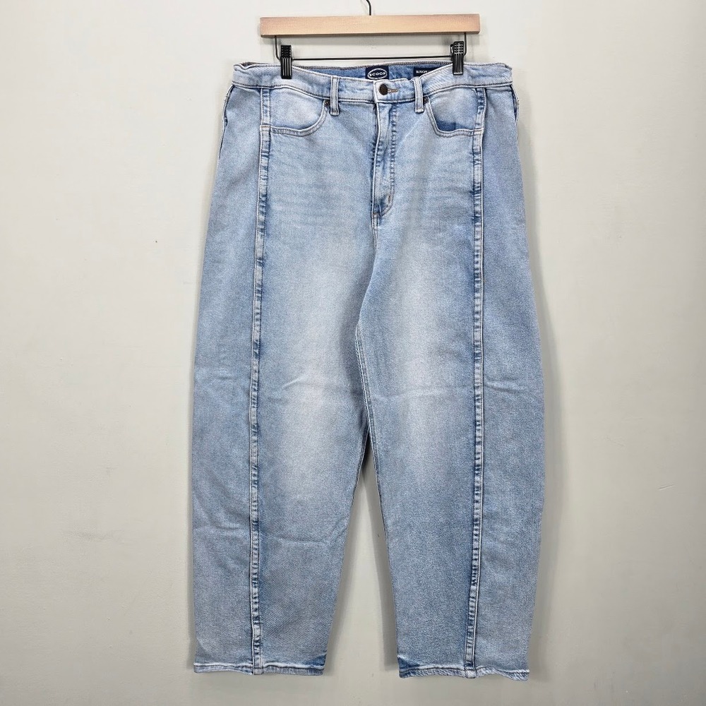 Scoop Women's Barrel Jeans 16‎ Light Wash Slouchy Baggy High Rise Stretch 2025